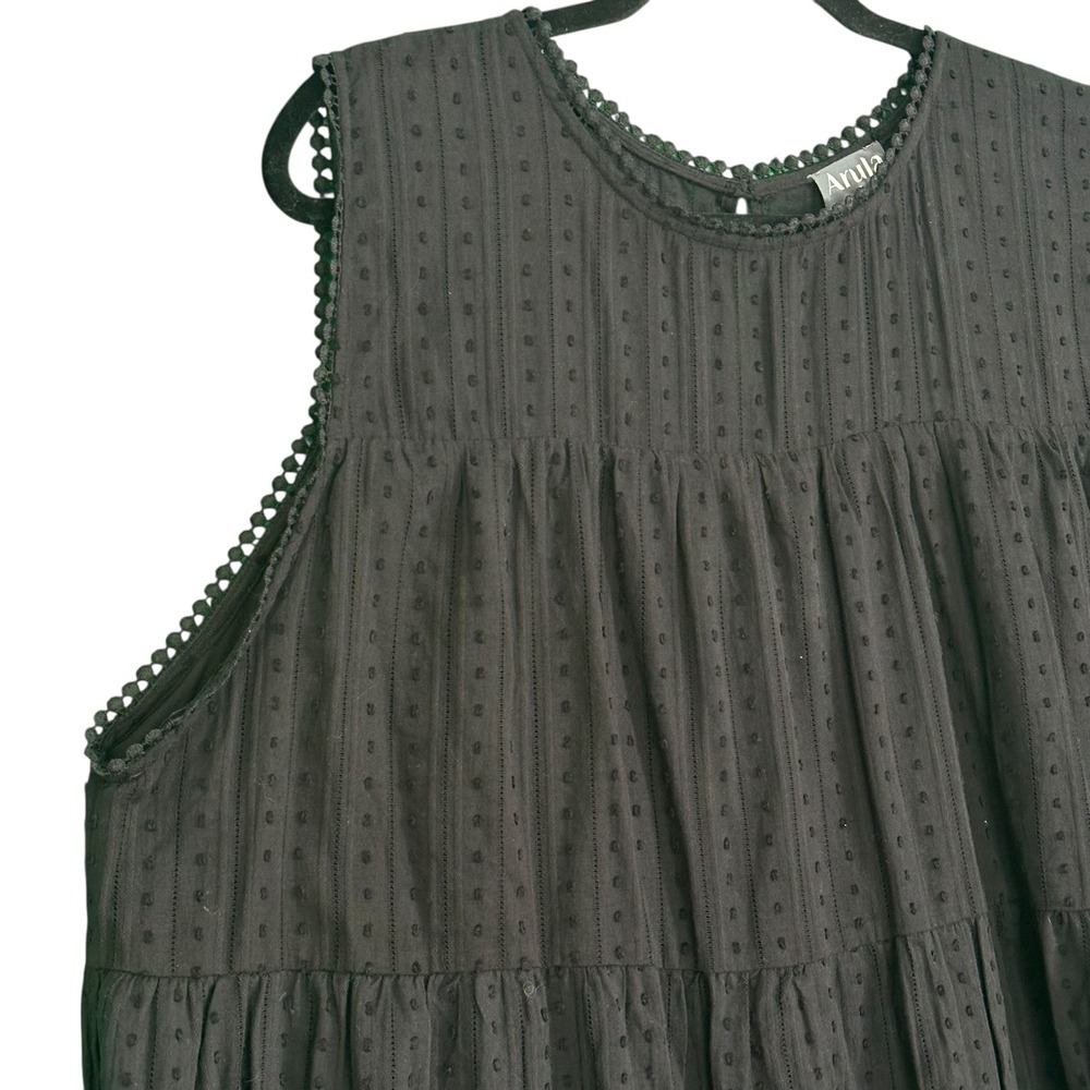 Arula Swiss Dot Tiered Babydoll Dress Tunic Black Sleeveless‎ Lined 2X Plus B - Picture 5 of 15